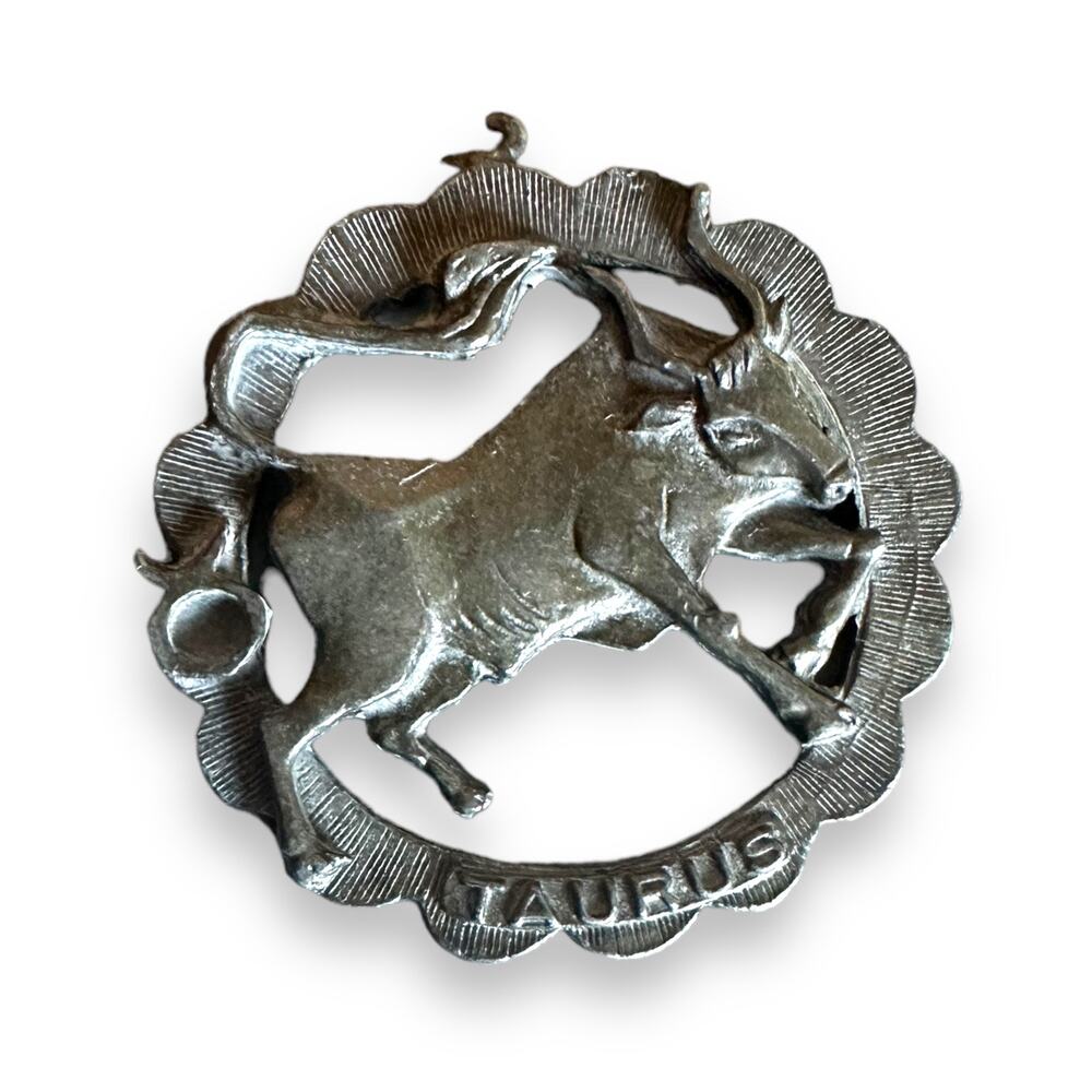 Rafaelian Taurus Zodiac Pewter Colored Pendant (Damaged)